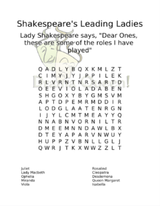 Shakespeare For Kids Funsheet